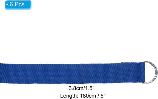 Yogariemen 6 stuks 180 x 3,8 cm van katoen met D-ring bruin – stretchbanden – yoga pilates accessoires