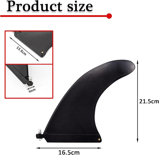 Afneembare SUP middenvin 21,5 x 16,5 cm met schroef zwart – surfboard vin – paddleboard accessoires