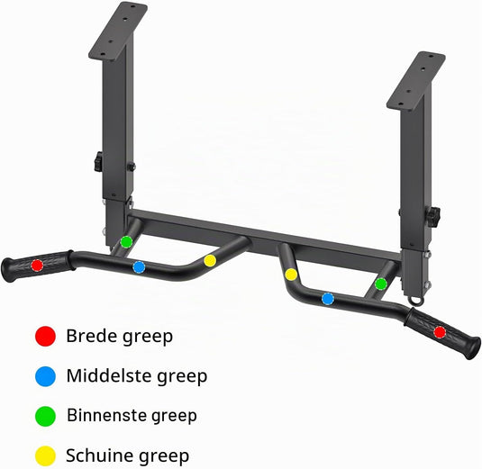 Optrekstang voor plafondmontage met 4 gripposities tot 227 kg – pull-up bar – krachttraining