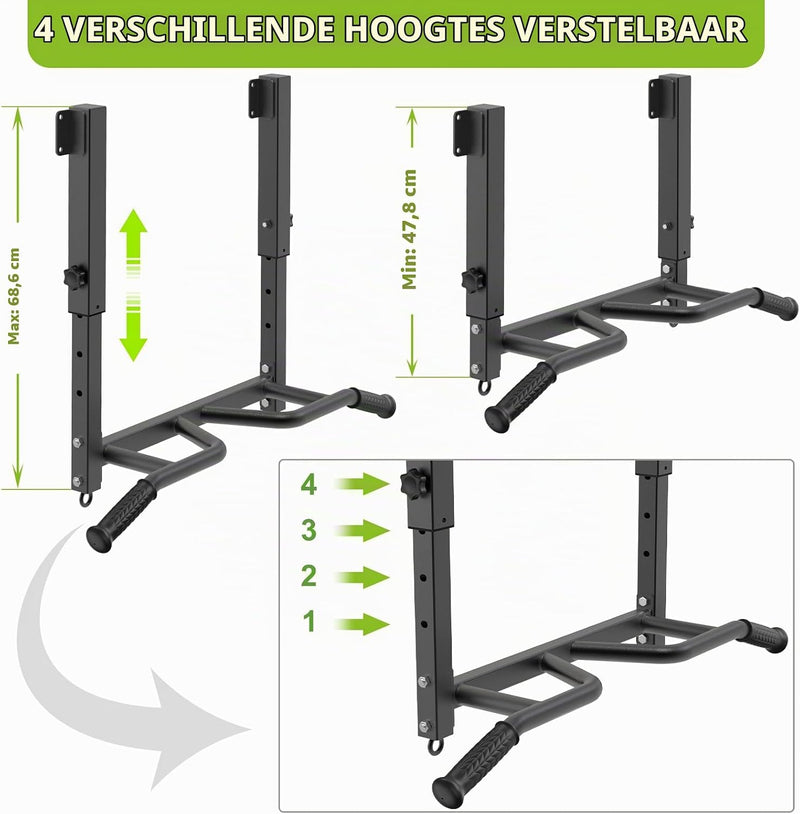 Load image into Gallery viewer, Optrekstang voor plafondmontage met 4 gripposities tot 227 kg – pull-up bar – krachttraining

