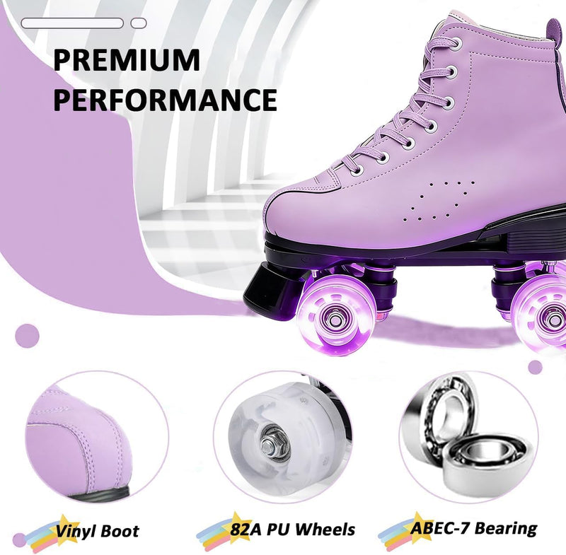 Load image into Gallery viewer, ERNAN Rolschaatsen met 4 wielen, parallelle skates met lichtgevende wielen, klassieke high-top, rolschaatsen voor volwassenen, meisjes, kinderen, beginners, maat 37-43
