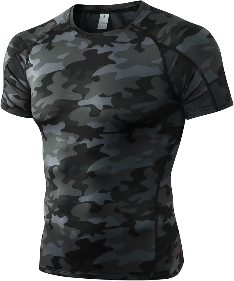 Laad afbeelding in Galerijviewer, Heren compressieshirt korte mouwen functioneel shirt sneldrogend loopshirt sportshirt fitnessshirt voor mannen
