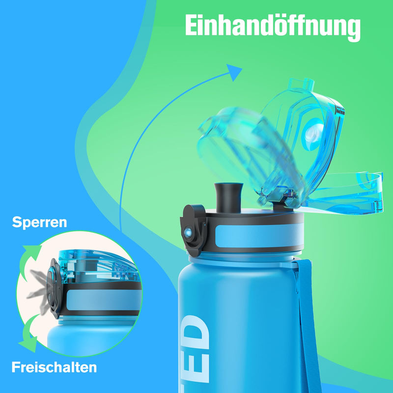 Load image into Gallery viewer, Drinkfles 750 ml BPA-vrij met tijdmarkeringen en lekvrije dop – waterfles – sportfles
