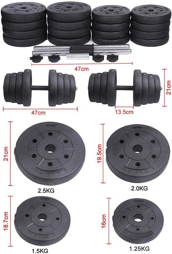 Laad afbeelding in Galerijviewer, Yaheetech set korte halters, 30 kg, handhalterset inclusief halterschijven, halterstangen, varianten met stersluiting, 25 mm

