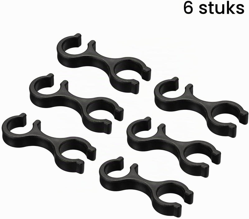 Load image into Gallery viewer, Wandelstok clips 6 stuks voor 16-16,5 mm stokken zwart – trekkingstok houders – wandel accessoires
