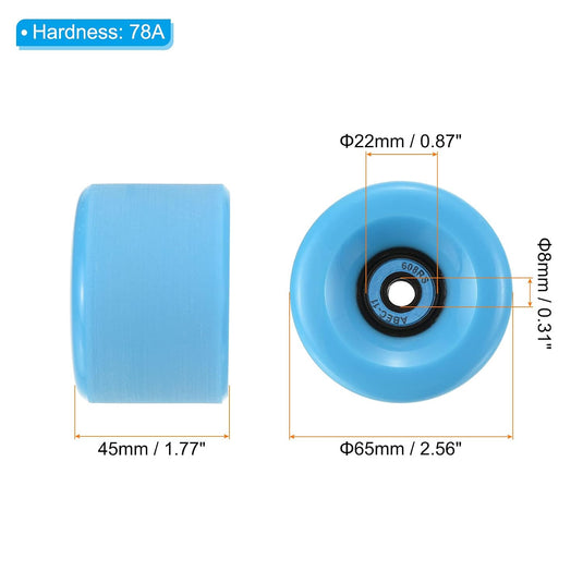 Longboard wielen 65 x 51 mm 78A met ABEC-11 lagers 4 stuks zwart – cruiser skateboard wielen
