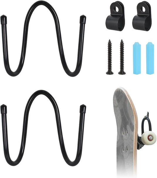 Skateboard wandhouders set van 2 zwart