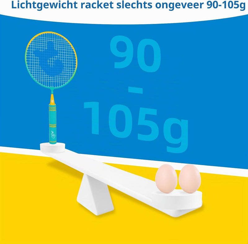 Bild im Galerie-Viewer laden, Badmintonset für Kinder mit 2 Schlägern à 44 cm, inklusive 3 Federbällen und Tragetasche – Junior-Badminton – Outdoor-Sport
