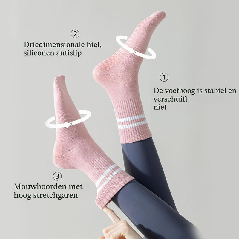 Carica immagine in Galleria Viewer, Antislip sokken dames 4 paar maat 35-40 met siliconen grip – yoga pilates trampoline sokken
