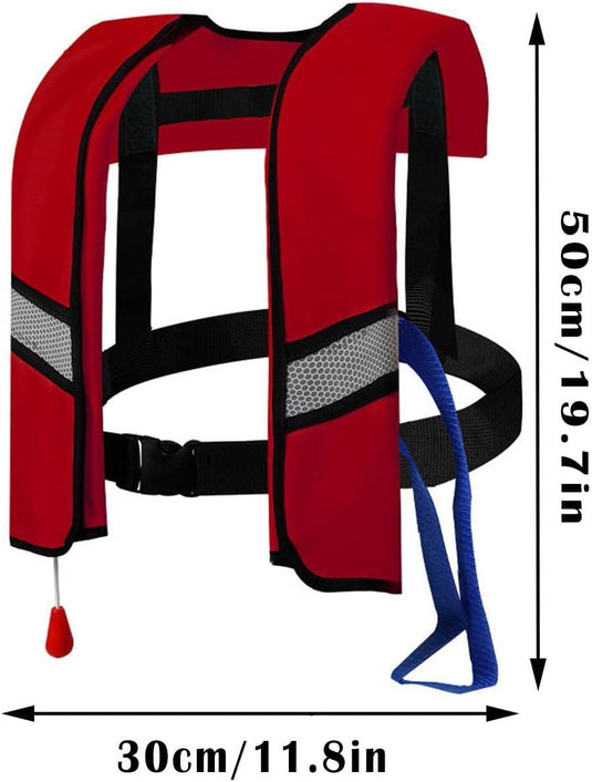 Opblaasbaar reddingsvest met trekkoord reflectoren en fluitje – zwemvest – veiligheidsvest
