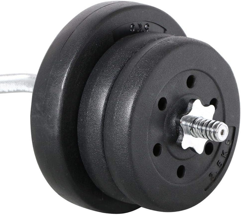 Laad afbeelding in Galerijviewer, Yaheetech 25 kg SZ curlset lange halterset, stang met 6 schijven, krachttraining, gewichten, halterstangenset
