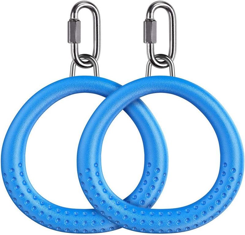 Laden Sie das Bild in Galerie -Viewer, Trapeze ringen 2 stuks met karabijnhaken voor klimrek en schommel – monkey bars – speeltoestel accessoires

