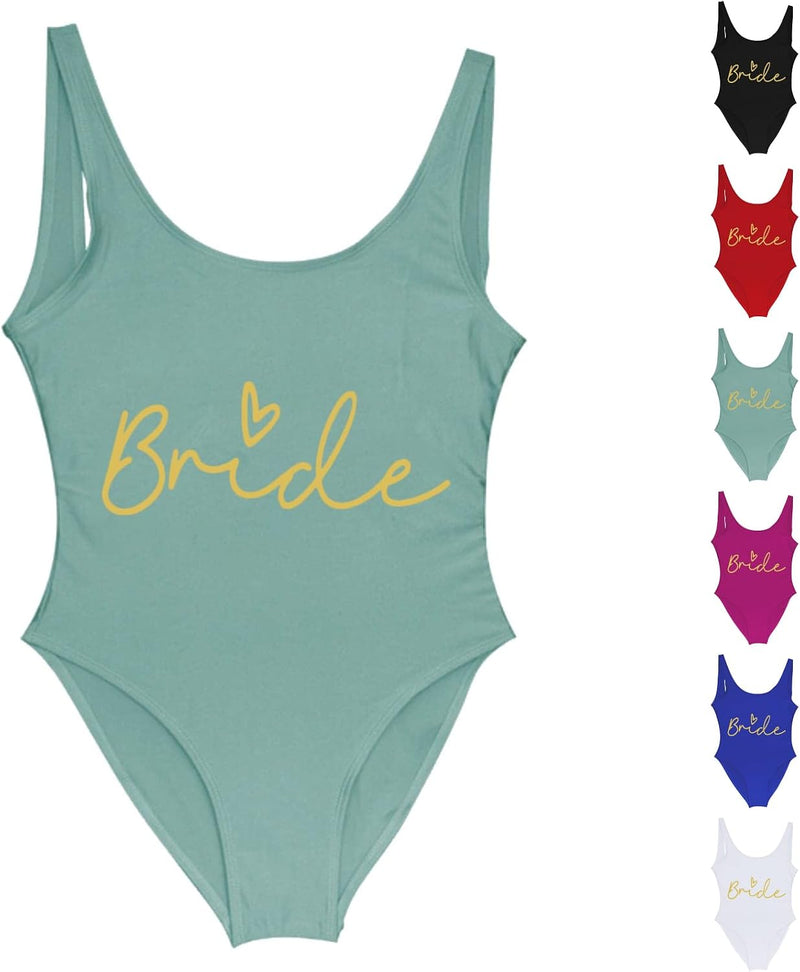 Load image into Gallery viewer, Dames badpak Bride to Be met letterprint en lage rug – bruidsbadpak – vrijgezellenfeest
