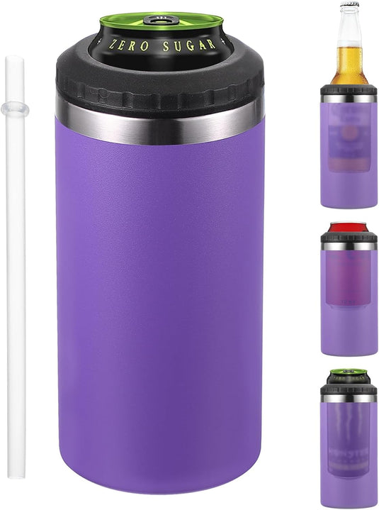 Geïsoleerde blikhouder 16 oz van roestvrij staal – blikkoeler – drinkhouder met rietje