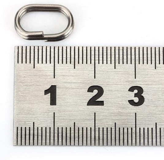 Ovale Sprengringe, 100 Stück, 9 x 15 mm, aus Edelstahl für Kunstköder und Angelhaken – Angelringe – Angelzubehör