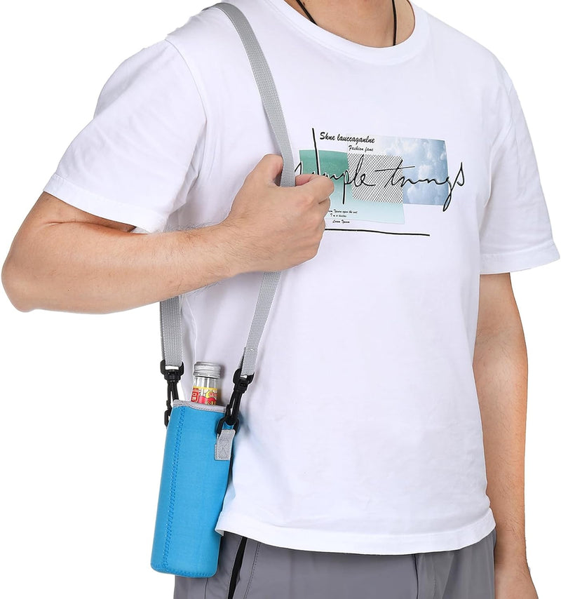 Chargez l'image dans la visionneuse de la galerie, Neopreen waterfles sling bag 66x185 mm - Geïsoleerde flessenhouder met verstelbare schouderriem - Waterfles draagtas kamperen &amp; wandelen
