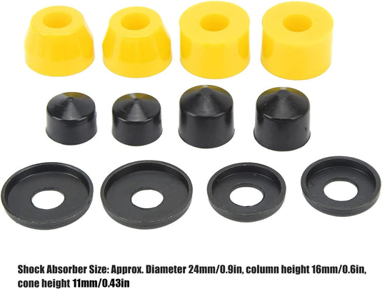 Skateboard bushings 90A 12-delige vervangingsset – PU stuurrubbers – longboard skateboard accessoires