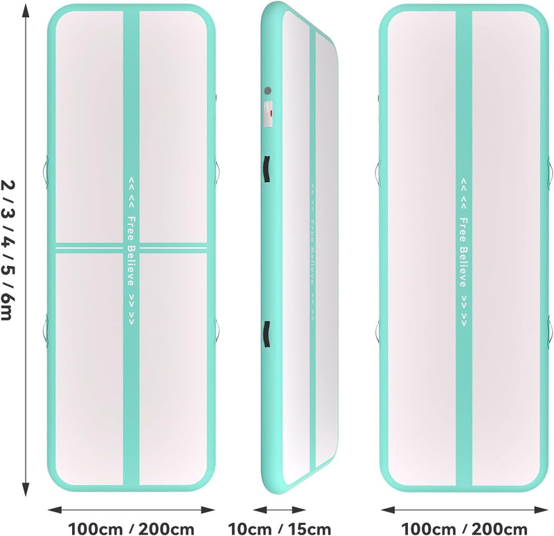 Laden Sie das Bild in Galerie -Viewer, Opblaasbare turnmat 2-6 m – 10/15 cm dik – gymnastiekmat met 600W elektrische pomp – voor fitness, yoga en thuis
