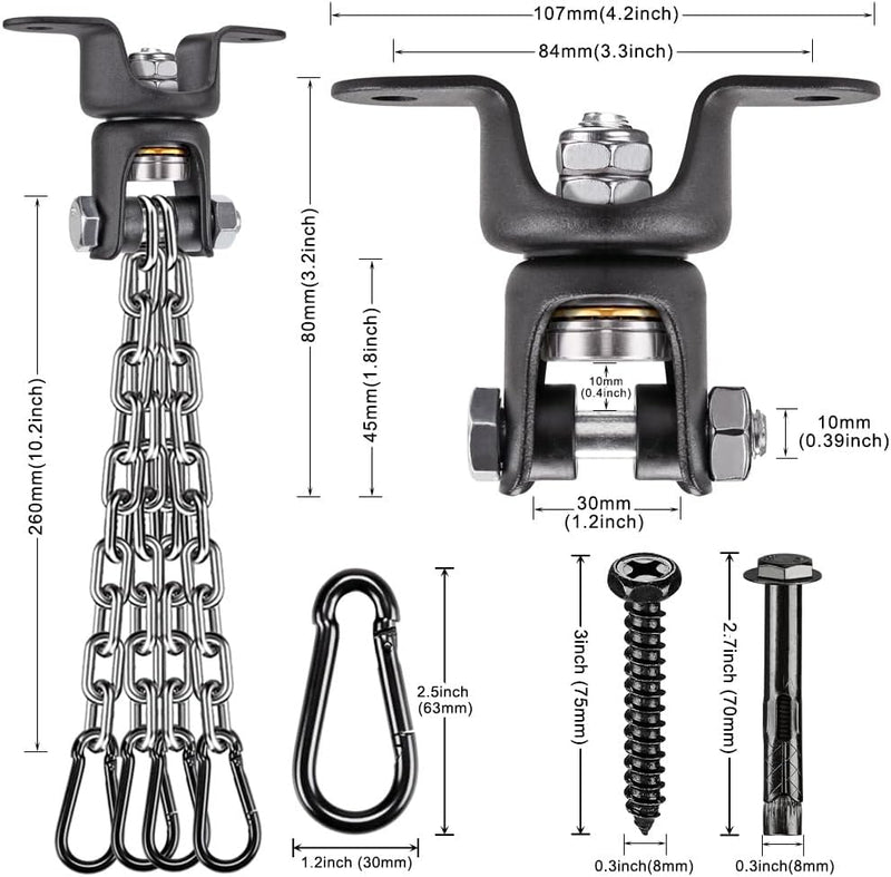 Load image in Gallery Viewer, Punching bag hanging set with 360-degree swivel ceiling bracket and 4 chains - punching bag holder - training suspension
