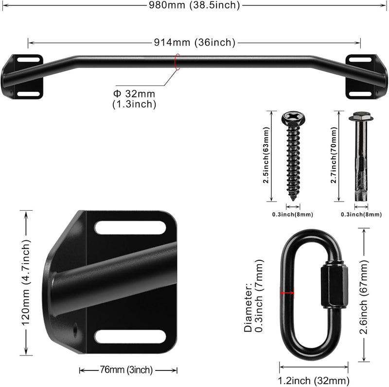 Load image into Gallery viewer, Heavy-duty optrekstang voor wand en balk tot 227 kg met accessoireringen – pull-up bar – krachttraining
