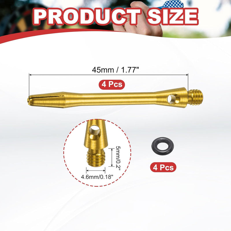 Laad afbeelding in Galerijviewer, Dartschachten 4 stuks 45 mm van aluminium geel met 2BA schroefdraad – dart shafts – dart accessoires
