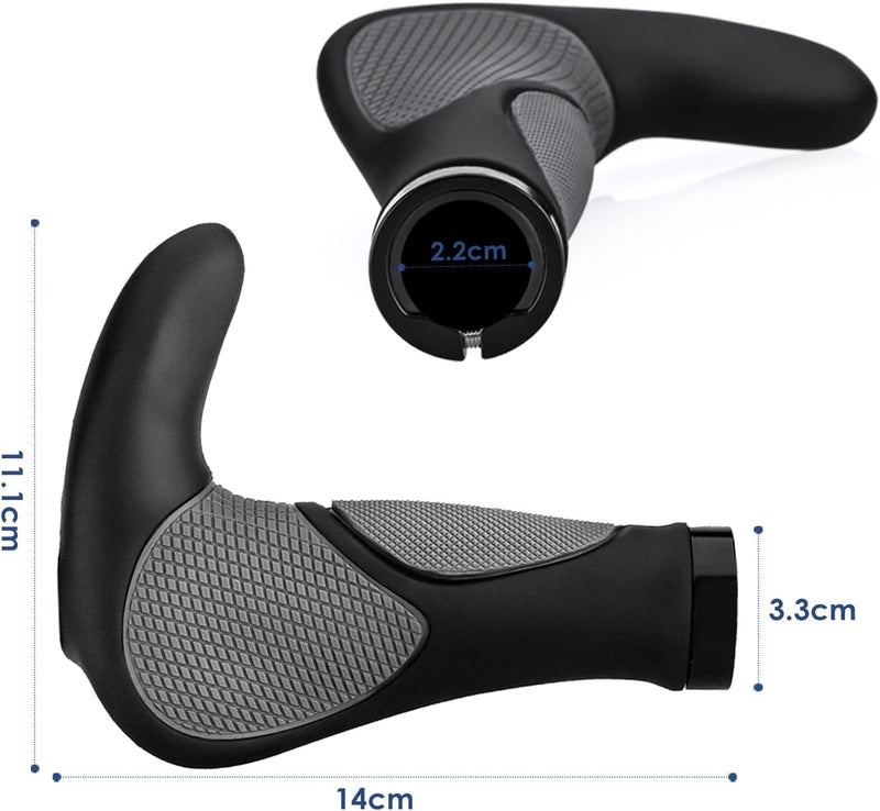 Laden Sie das Bild in Galerie -Viewer, Ergonomische fietshandvatten 22 mm zwart/grijs
