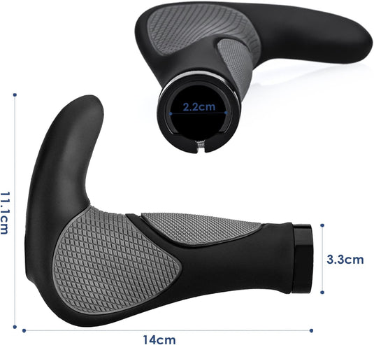 Ergonomische fietshandvatten 22 mm zwart/grijs
