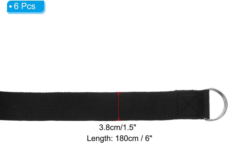 Laad afbeelding in Galerijviewer, Yogariemen 6 stuks 180 x 3,8 cm van katoen met D-ring bruin – stretchbanden – yoga pilates accessoires
