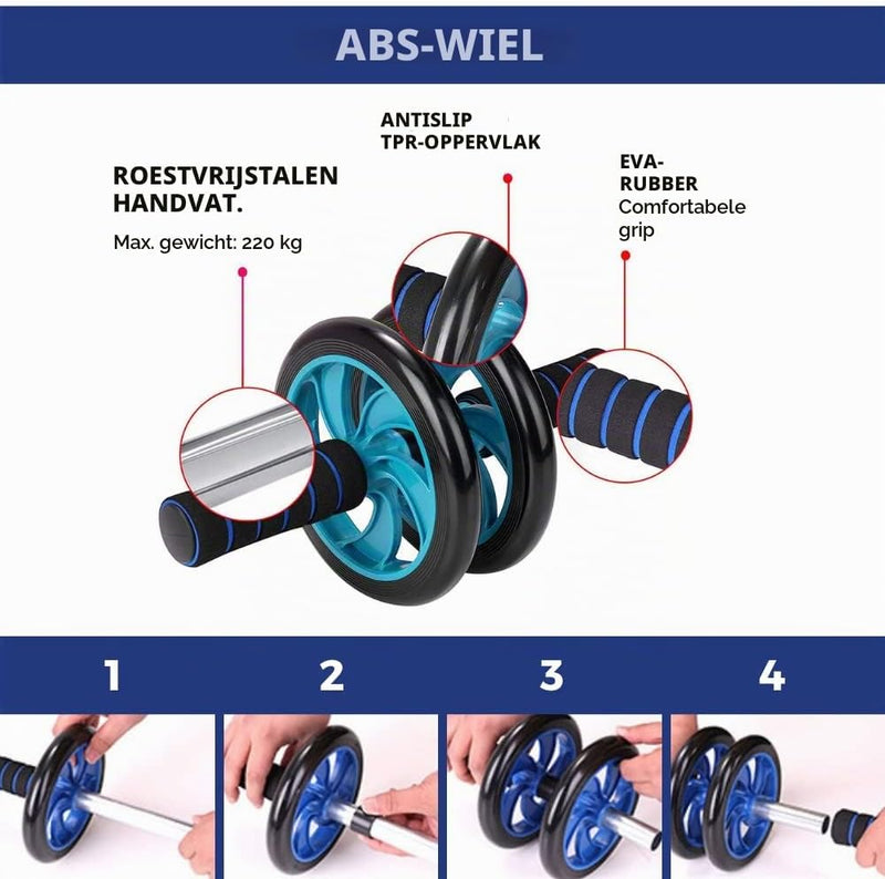 Load image into Gallery viewer, Ab roller met automatische rebound elleboogsteun en telefoonhouder – buikspiertrainer – ab wheel
