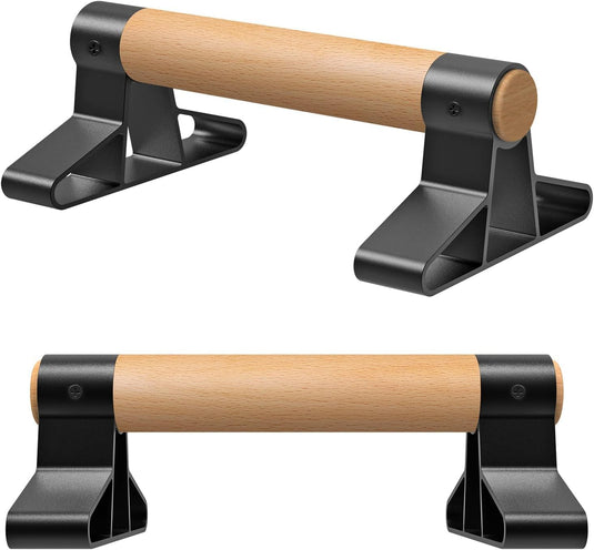 Parallettes met houten handgrepen en stalen frame tot 272 kg – push-up bars – calisthenics