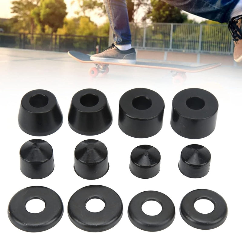 Chargez l'image dans la visionneuse de la galerie, Skateboard bushings 85A 12-delige rebuild set zwart – PU stuurrubbers – longboard skateboard accessoires

