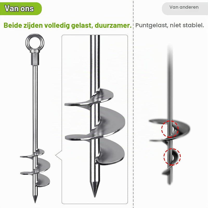 Load image into Gallery viewer, Grondankers 6 stuks 45 cm heavy duty met spanbanden en booradapter – trampoline ankers – stormankers

