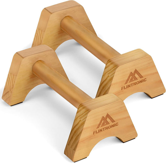 Houten parallettes 2 stuks 25 cm met ergonomische antislip handgrepen – push-up bars – calisthenics