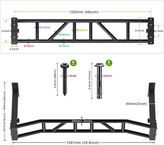 Ceiling-mounted pull-up bar with pulley system and multiple grip positions – pull-up bar – cable trainer