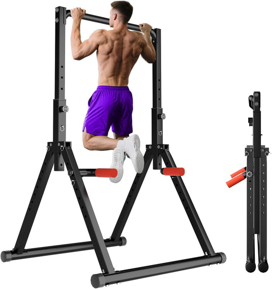 Opvouwbare power tower met verstelbare optrekstang en dip station tot 200 kg – pull-up bar – krachtstation
