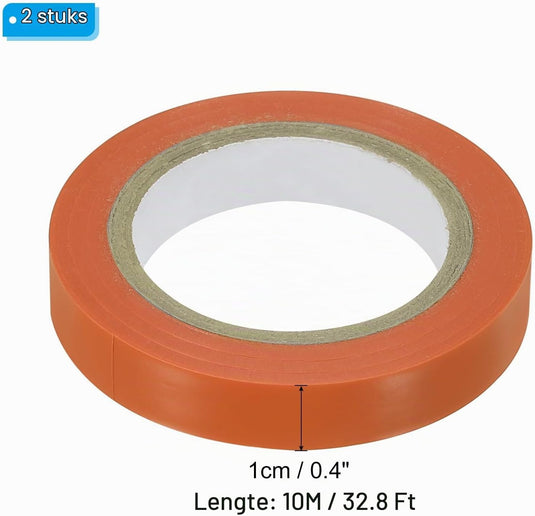 Racket afwerktape 2 rollen 10 meter van PVC oranje – grip afwerkingstape – tennis badminton accessoires