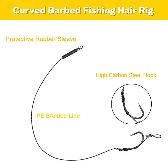 Karpervissen Haken Karpervissen Hair Rigs Boilie Rig Carp Leader Handgemaakte Karper Rigs 18 Stuks Gevlochten Lijn Vishaken met Boilie Stoppers (6#8#10#)