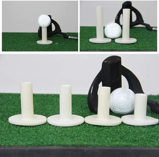 Rubberen golftees voor oefenmat in 5 maten – wit