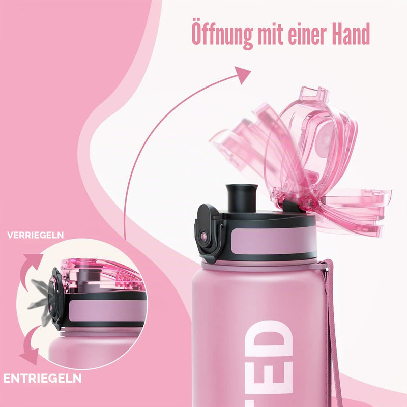 Load image into Gallery viewer, Drinkfles 750 ml BPA-vrij met tijdmarkeringen en lekvrije dop – waterfles – sportfles
