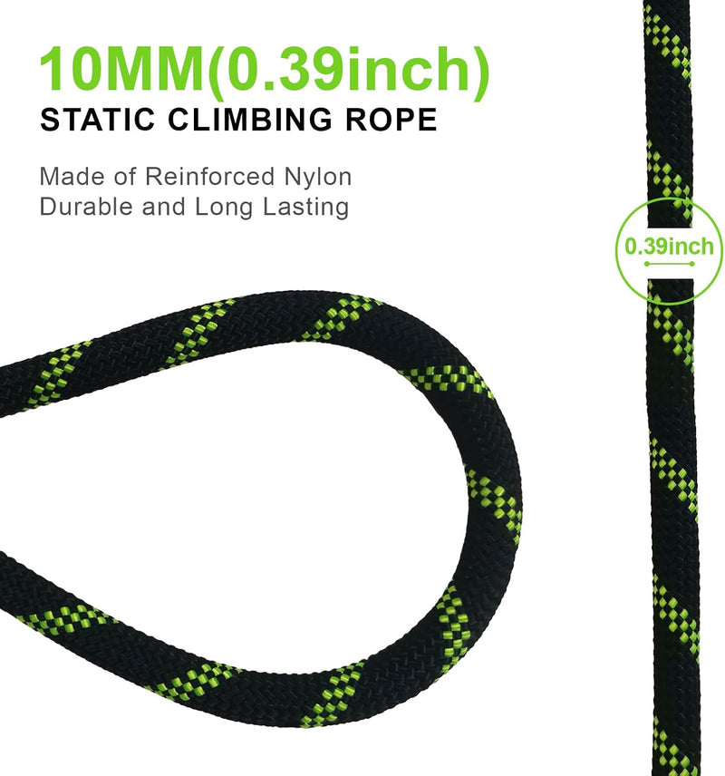 Laden Sie das Bild in Galerie -Viewer, Statisch Touw 10 m x 10 mm met 2 Karabijnhaken – Nylon Outdoor Touw – Voor Camping, Survival, Tuin en Bevestiging

