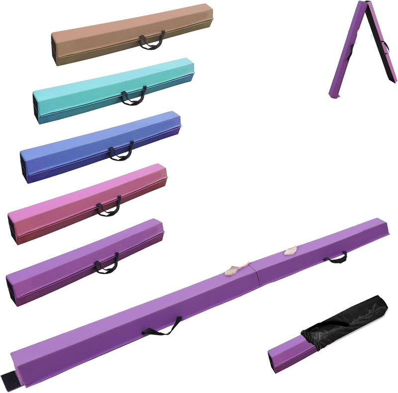 Laad afbeelding in Galerijviewer, De 🤸‍♀️ Ontwikkel balans en kracht met deze inklapbare evenwichtsbalk! Verkrijgbaar in bruin, lichtblauw, lichtgroen, roze en paars met handvatten en een antislip rubberen onderkant voor stabiliteit.
