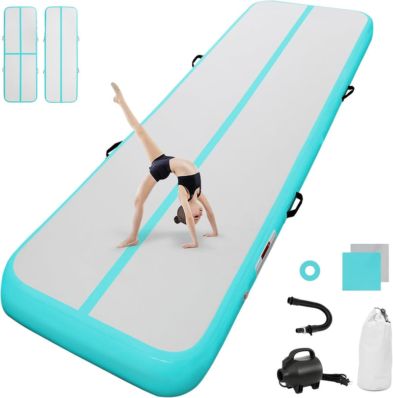 Laden Sie das Bild in Galerie -Viewer, Opblaasbare airtrack 3-6 m – turnmat 10/20 cm met elektrische pomp – voor gymnastiek, tumbling, yoga en taekwondo

