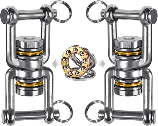 Schommelwartel 360° draaibaar – rvs ophangbeugel met lager voor hangstoel, yogaschommel, klimtouw en hangmat