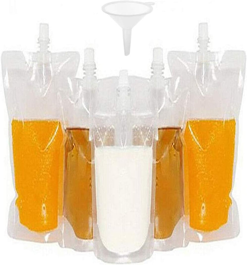 Load image into Gallery viewer, 50 Dranken zakken, transparante smoothie zak container, zware hand-held lek-proof en verzegelbare drankzak, 238.1 g voor bevroren sap drankflessen, een plastic trechter (250ml)
