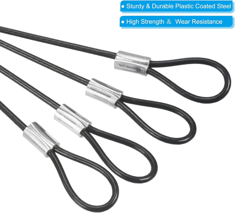 Carica immagine in Galleria Viewer, Stalen veiligheidskabel met dubbele lus 10 cm x 2 mm (8 stuks) - Gecoate borgkabel - Veiligheidskabel podiumverlichting &amp; bagage
