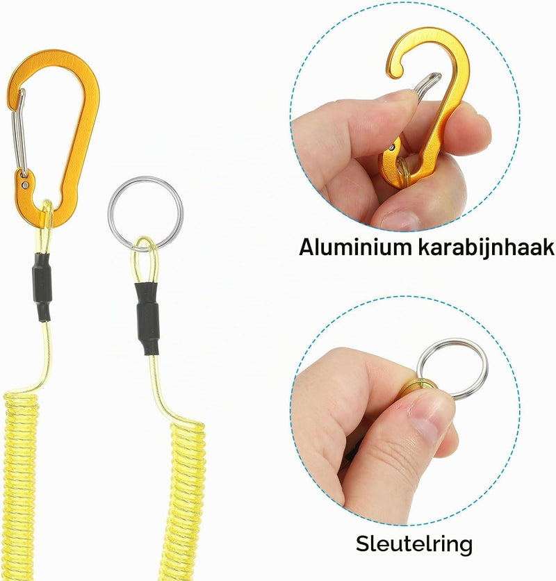 Chargez l'image dans la visionneuse de la galerie, Spiraalkoorden 3 stuks uitschuifbaar tot 150 cm met clip groen – veiligheidslijnen – outdoor accessoires
