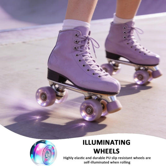 ERNAN Rolschaatsen met 4 wielen, parallelle skates met lichtgevende wielen, klassieke high-top, rolschaatsen voor volwassenen, meisjes, kinderen, beginners, maat 37-43