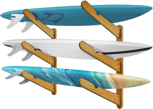 Surfboard wandrek voor 3 boards van staal met schuimbescherming – SUP longboard surfplank houder