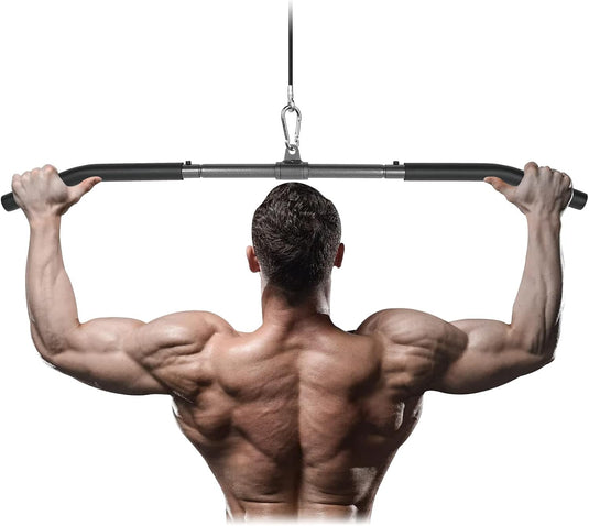 Lat pulldown bar 85 cm met draaischarnier en antislip handgrepen – kabelstang – fitness accessoire