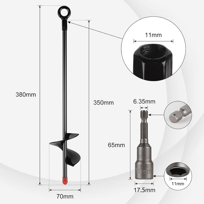 Laden Sie das Bild in Galerie -Viewer, Grondankers 4 stuks 38 cm heavy duty met booradapter – trampoline ankers – stormankers
